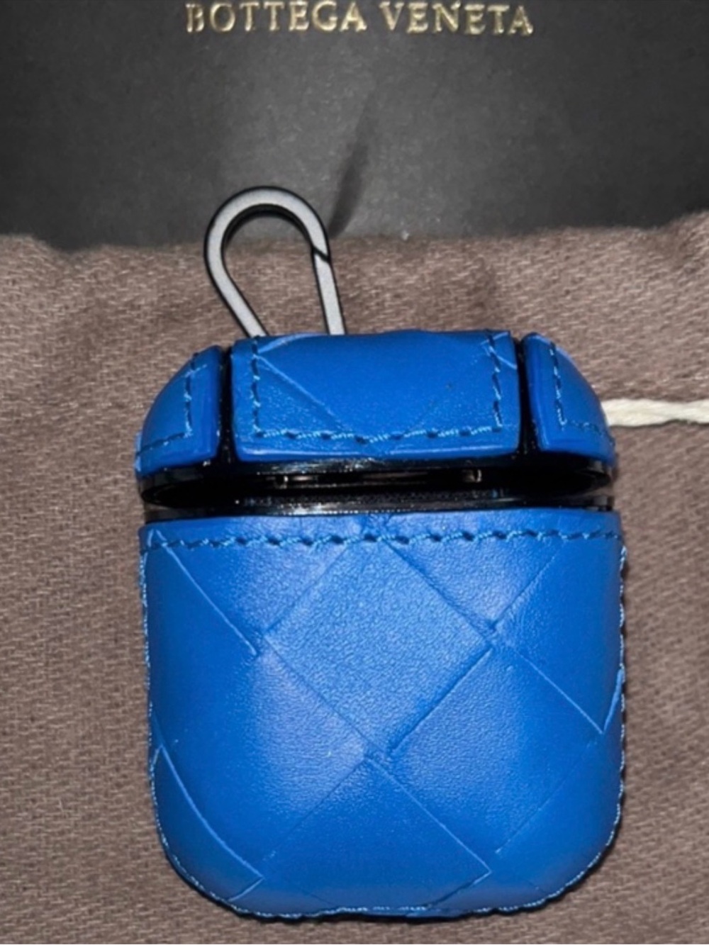 Bottega Veneta Blue Intricate Leather AirPod Case with Authentic cards Dusty EC - Picture 3 of 5